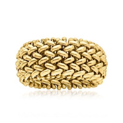 Ross-Simons Italian 14kt Yellow Gold Beaded Mesh Ring