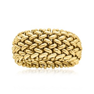 Ross-Simons Italian 14kt Yellow Gold Beaded Mesh Ring - 1 of 4