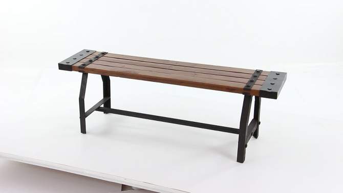 Industrial Metal and Brown Wood Bench Brown - Olivia &#38; May, 2 of 18, play video