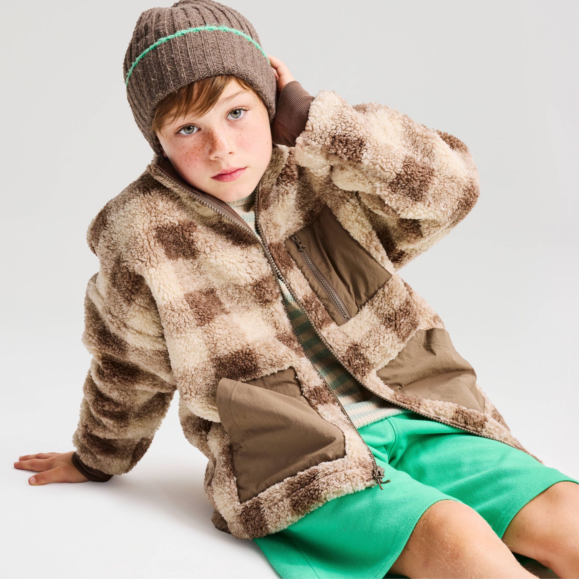 Boys' Faux Shearling Oversized Fit Zip-Up Jacket - Cat & Jack™