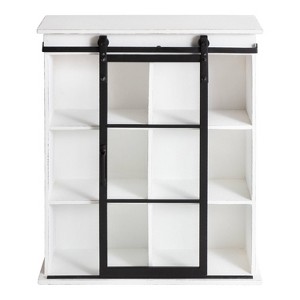 22" x 28" Barnhardt Decorative Wooden Wall Cabinet with Sliding Glass Door White - Kate & Laurel All Things Decor - 1 of 4