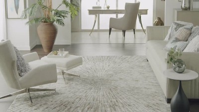 Gray and Gold Abstract 8' x 10' Synthetic Area Rug