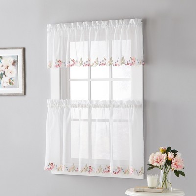 SKL Home Sweet Stems Floral Embroidery Window Valance - 60 x 14, White