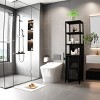 Modern Bathroom Storage Organizer,Bamboo Storage Cabinet with Shelves And Slatted Door,Kitchen Freestanding Linen Tower Cabinet-Cuddlewood - 2 of 4