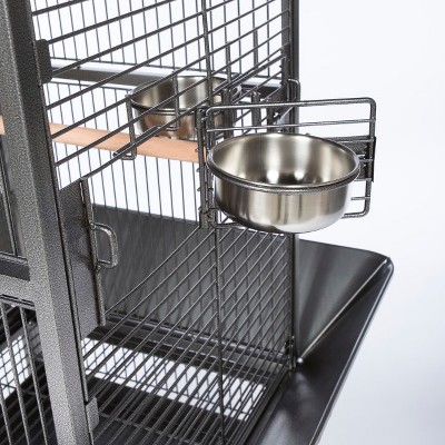 Black Hammertone Steel Dome Top Bird Cage with Wheels