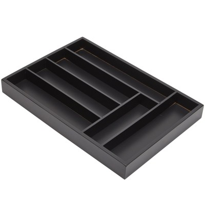 Juvale Bamboo Silverware Drawer Organizer Tray for Kitchen, Black, 17 x 12 Inches