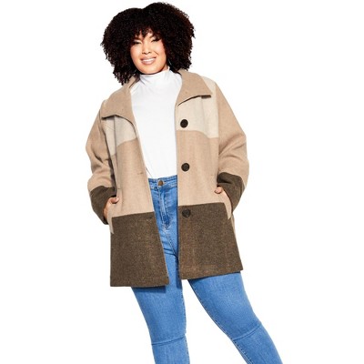 Avenue Women's Plus Size Color Block Stripe Jacket