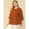 Agnes Orinda Women's Plus Size Ruffle Chiffon Tie Neck 3/4 Sleeves Solid Work Office Blouses - 4 of 4