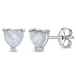 Girls' Tiny Mother of Pearl Heart Sterling Silver Earrings - In Season Jewelry - 1 of 4