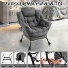 Lazy Chair, Modern Soft Reading Lounge Sofa Chair with Armrests and Side Pockets, 350 lbs Weight Capacity, with Footrest, Gray - 4 of 4