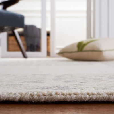 Ivory and Beige Hand-Tufted Wool Rectangular Area Rug, 5'x8'