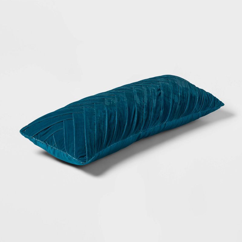 Oversized Oblong Pleated Velvet Decorative Throw Pillow - Threshold™, 4 of 9