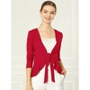 INSPIRE CHIC Women's Tie Front Long Sleeve Crop Ruffle Knit Cardigan Sweaters - 2 of 4