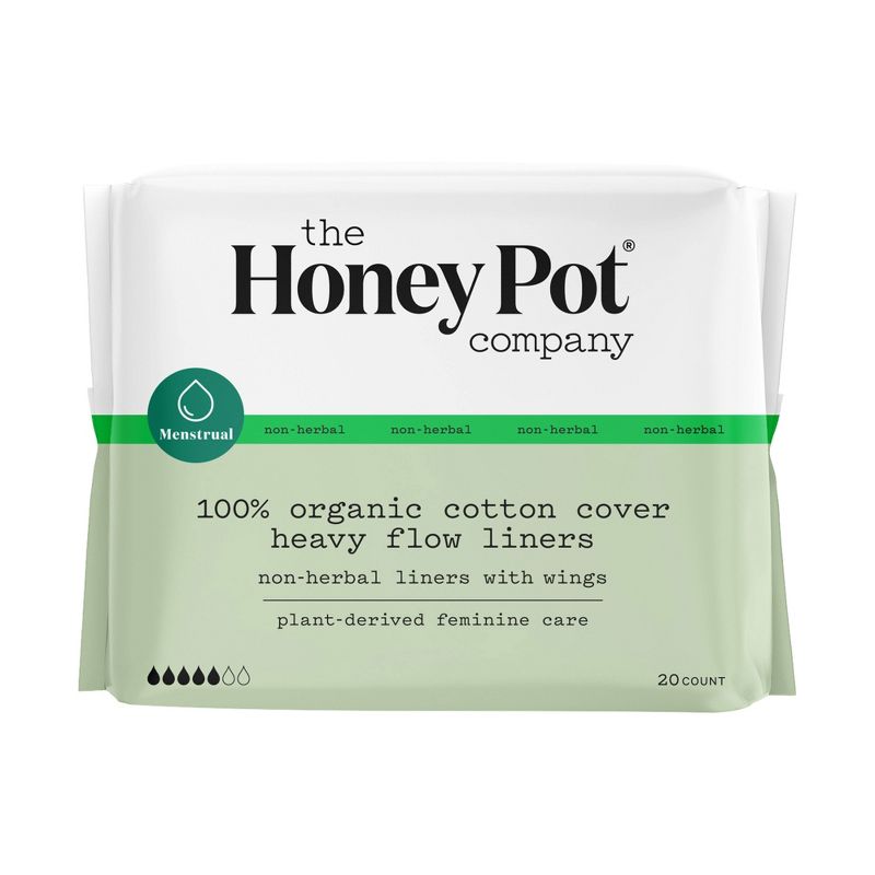 The Honey Pot Company, Non- Herbal Heavy Flow Pantiliners, Organic Cotton Cover - 20ct, 1 of 13
