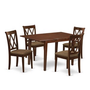 5-Piece Mahogany Finish Solid Wood Top - Rectangular Dining Room Set  - Seats 4 - 1 of 4