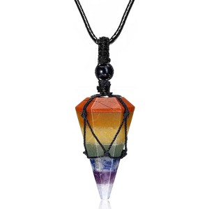 6-Facet Healing Crystal Necklace, Adjustable Natural Gemstone Pendant for Men & Women 7 Chakra - 1 of 4