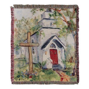 Church-Inspired Woven Throw – Historic 50x60 Inch Rayon by Manual Woodworkers and Weavers - 1 of 3