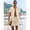 COOFANDY Men's Summer Beach Outfits 2 Piece Short Sleeve Shirts and Shorts Vacation Texture Linen Sets for Men - 2 of 4