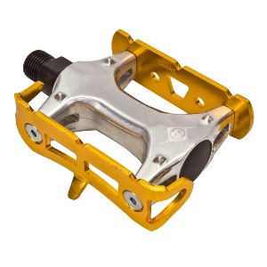 Origin8 Pro Lite Track Platform Pedals 9/16" Chromoly Axle Alloy Body Ano-Gold - 1 of 4