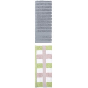 REGALWOVEN Pure Cotton Striped Decorative Hand Towel for Bathroom 14" x 30"/13" x 29" 2 Pcs - 1 of 4