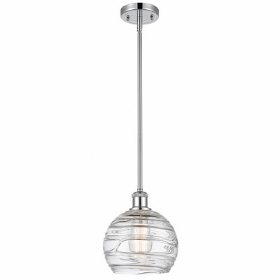 Athens Deco Swirl - 1 Light Stem Hung Mini Pendant In Industrial Style-10 Inches Tall and 8 Inches Wide