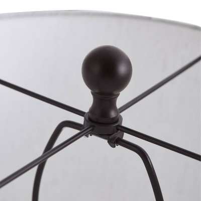 24" Bronze Candlestick Table Lamp with Neutral Shade