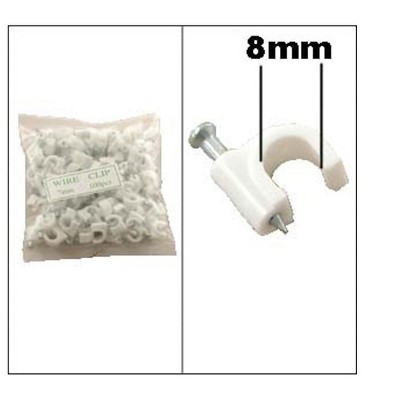 MPM round cable clip cable clip 8mm Nail-in Clip for RG6 White 100pack