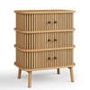 Fluted 3 Drawers Nightstand with Sliding Door - image 4 of 4