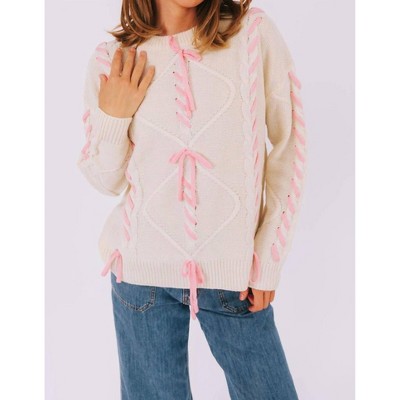 Women's Ribbon Laced Chunky Sweater - Listicle