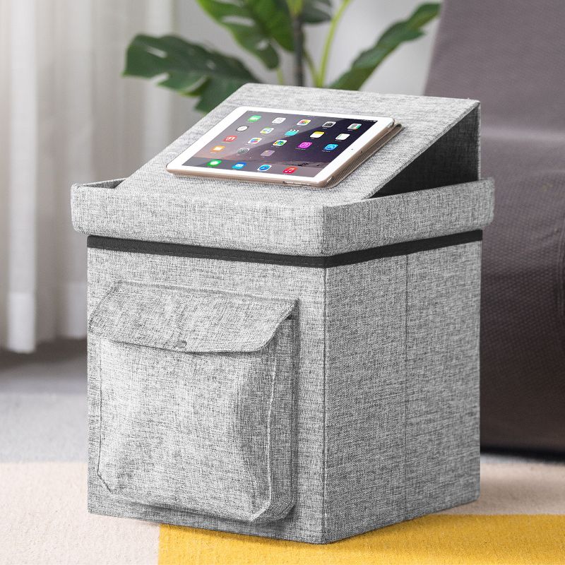 15" Cube Storage Ottoman with Pocket and Flip Top Tray - Mellow, 3 of 6