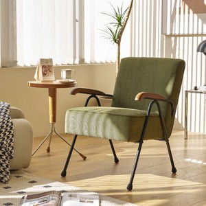 CAVINAS Corduroy Upholstery Accent Chair,Modern Armchair with Wooden Armrest&Metal Frame,Minimalist Lounge Chair for Living Room - 1 of 4