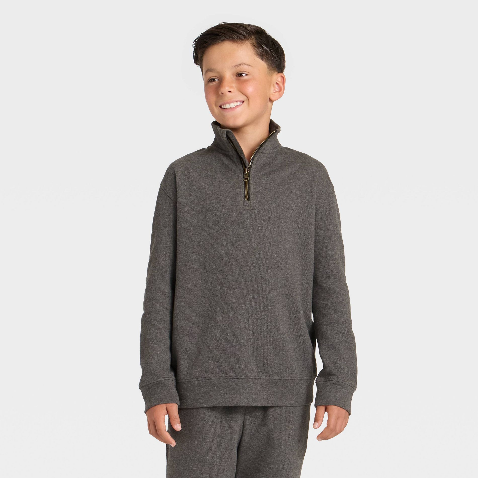 Boys' Quarter Zip Relaxed Fit Fleece Pullover Sweatshirt - Cat & Jack™
