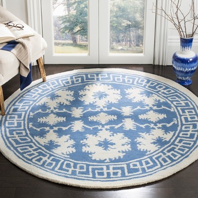 Bella Coastal Blue Hand-Tufted Wool 59" Round Area Rug