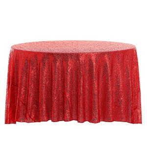 Unique Bargains Polyester Sequin Dining Room Parties Dances Round Tablecloth 1 Pc - 1 of 4