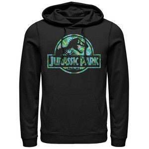 Men's Jurassic Park Floral T Rex Logo Pull Over Hoodie - 1 of 3
