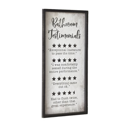 Lakeside Bathroom Testamonials Wall Sign - Humorous Art with Rustic Design