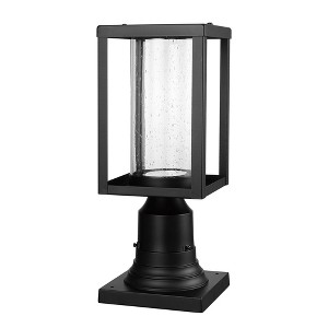 Globe Electric 12W LED Integrated Black Outdoor Post Mount Light with Bubble Glass Shade: Weather-Resistant, ETL Listed, 850 Lumens - 1 of 4