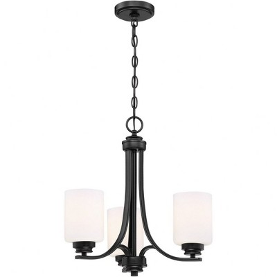 Flat Black and White Frosted Glass 5-Light Chandelier