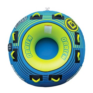 O'Brien Super Le Tube 70 Inch 2 Person Dual Rider Inflatable PVC Boat Towable Water Inner Tube w/ 340 Pound Maximum Weight Capacity, Blue - 1 of 3