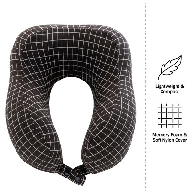Black Memory Foam Travel Neck Pillow with Washable Nylon Cover