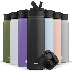 JoyJolt Stainless Steel Water Bottle with Flip Lid & Sport Straw Lid - 22 oz Hot/Cold Vacuum Insulated Stainless Steel Water Bottle - 1 of 4