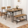 Tangkula Dining Table Set for 4 Dining Room Kitchen Table w/ Bench 2 Chairs 4-Piece Set - 2 of 4