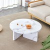 CENGHU MDF Material Circular Patterned Dining Table, 31.4" White Tea Table, Center Table, Modern Coffee Table for Dining Room, Small Space - 2 of 4