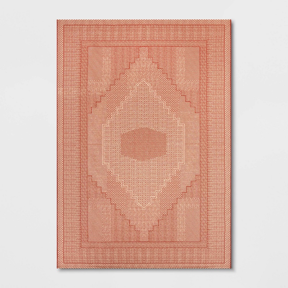 7'x10' Micro Pattern Persian Outdoor Rug Red - Threshold™