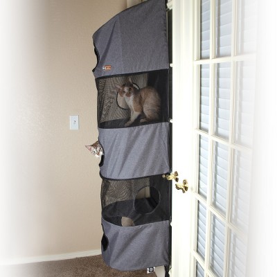 Gray 5-Story Hanging Cat Condo with Mesh Windows
