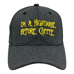 Im A Nightmare Before Coffee Hat Funny Halloween Caffeine Lovers Movie Cap - Crazy Dog Black Standard - 1 of 4