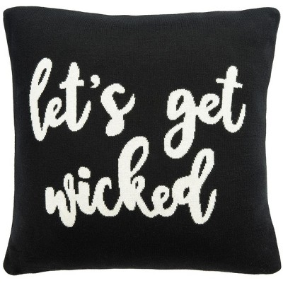 Let's Get Wicked Black Cotton 19-inch Square Halloween Pillow