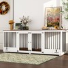 Famapy 86.6" Dog Crate Furniture with Dog Bowl with Room Divider and 2 Large Drawers - 2 of 4