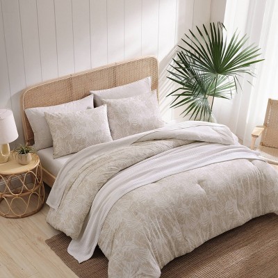 Beige Cotton Queen Duvet Cover Set with Shams