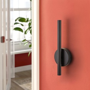 Rennnsan Drevara 13"-19"H Hardwired Linear Modern LED Dimmable Wall Sconce in Black - 1 of 4
